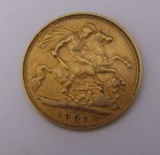 22ct gold Edward VII 1902 half sovereign