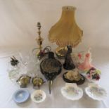 Various ceramics inc Coalport figurine, Wedgwood and Staffordshire, glassware inc Swarovski animals,