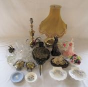 Various ceramics inc Coalport figurine, Wedgwood and Staffordshire, glassware inc Swarovski animals,