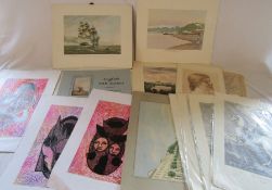 Various unframed prints