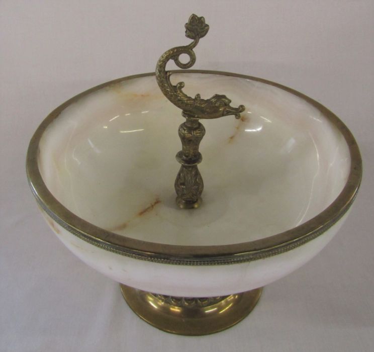 Onyx and brass centrepiece bowl / tazza D 25.5 cm H 28 cm - Image 2 of 3