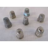 7 silver thimbles inc Birmingham 1941 & Chester 1918, total weight 0.95 ozt