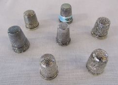 7 silver thimbles inc Birmingham 1941 & Chester 1918, total weight 0.95 ozt