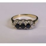 9ct gold sapphire and diamond ring, size Q, weight 2.5 g
