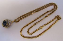 9ct gold necklace L 57 cm weight 18.8 g with 9ct gold swivel fob weight 4.2 g