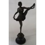 Bruno Zack bronze female dancer with raised leg on black slate socle plinth height 53.5cm
