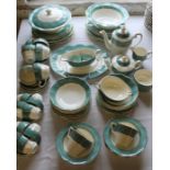 Vintage Wedgwood Garden part dinner service - white ground with green circular pattern borders and