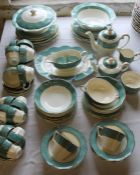 Vintage Wedgwood Garden part dinner service - white ground with green circular pattern borders and