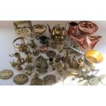 Various items of copper and brass