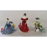 3 Royal Doutlon figurines Ascot HN2356, Winsome HN2220 & Elyse HN2429