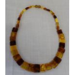 Flat link amber necklace