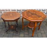 Edwardian octagonal occasional table & another inlaid occasional table