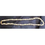 Mikimoto cultured pearl necklace with 9ct gold clasp hallmarked Birmingham 1986 set with 3