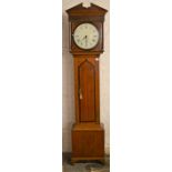 Georgian 30 hour longcase clock with circular painted dial in an oak case Ht212cm