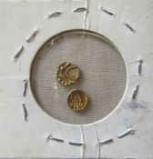 2 small Indian Fanam gold coins, size 7 mm and 6 mm