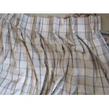 Pair of fully lined grey checked curtains with button detail - drop approximately 230 cm, width