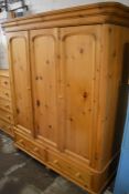 Large modern pine wardrobe Ht 200cm L 165cm D 62cm