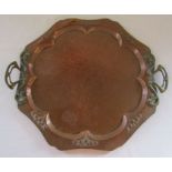 Arts & Crafts copper tray 34 cm x 29 cm (inc. handles)