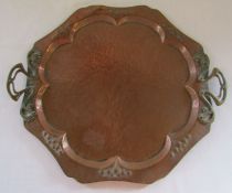 Arts & Crafts copper tray 34 cm x 29 cm (inc. handles)