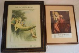 2 framed cigarette adverts for Wills's Wild Woodbine & State Express