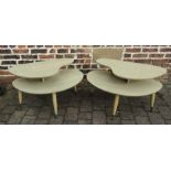 Pair of retro melamine kidney shaped side tables (one top needs reattaching)