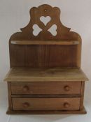 Beech hanging spoon rack with 2 drawers below, width 33cm