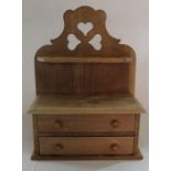 Beech hanging spoon rack with 2 drawers below, width 33cm