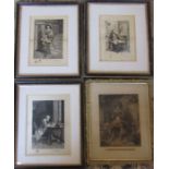 3 framed prints on silk inc Meissonier 1859 and one other