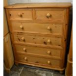 Modern pine chest of drawers Ht 122cm L 102cm D45cm