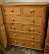 Modern pine chest of drawers Ht 122cm L 102cm D45cm