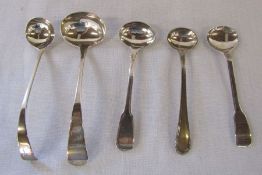 Various Georgian silver mustard and ladle spoons inc London 1810, 1816 & 1792, total weight 1.68