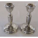 Pair of silver candlesticks (weighted bottom) H 11 cm, Birmingham 1970