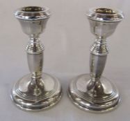 Pair of silver candlesticks (weighted bottom) H 11 cm, Birmingham 1970