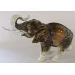 Large Royal Dux style ceramic elephant with incised mark 378 / V, 33cm high, 47cm wide