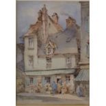 Framed watercolour of a shop signed J A Ness 35.5 cm x 44.5 cm (size including frame)