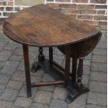 18th century oak gate leg table 95cm by 77cm Ht 69cm