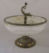 Onyx and brass centrepiece bowl / tazza D 25.5 cm H 28 cm