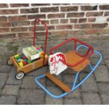 Vintage rocking horse chair & an Agem push along toy