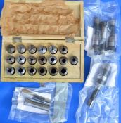 Box of R8 collets, Accupro 1-13mm keyless drill chuck & 3 R8 collets
