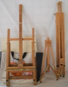 3 artist's easels & paint board