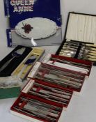 Cased set of silver plated fish knives & forks, Community Plate cutlery by Oneida etc.