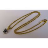 18ct gold necklace, length 40.5 cm, weight 5.6 g together with an 18ct gold sapphire and diamond