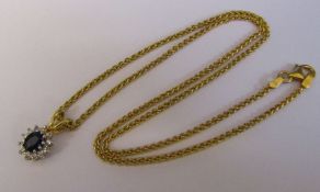 18ct gold necklace, length 40.5 cm, weight 5.6 g together with an 18ct gold sapphire and diamond