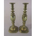 Pair of brass The Diamond Prince candlesticks H 30 cm