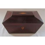 Wooden tea caddy with inlaid decoration L 23 cm H 14.5 cm