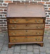 Georgian oak bureau H 103 cm L 91 cm D 54 cm