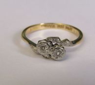 18ct gold and platinum illusion set diamond ring, size L, weight 2.6 g