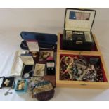 Large quantity of costume jewellery inc Lotus pearls, silver items and watches
