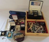 Large quantity of costume jewellery inc Lotus pearls, silver items and watches