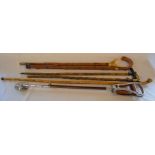 5 walking sticks & an adjustable shooting stick